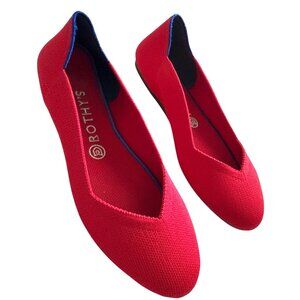 Rothys Chili Red Flats Sandals Round Toe Recycled Knit Slip On Size 10